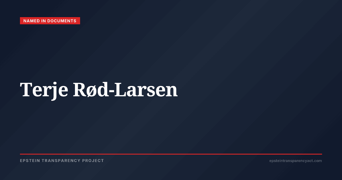 Terje Rød-Larsen Epstein — Norwegian Diplomat Under Investigation ...